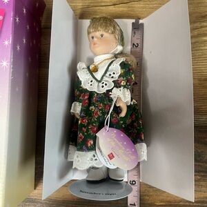 Russ Berrie Porcelain Doll with Green Dress November doll of the month topaz